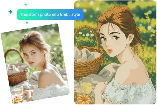 Convert photo to Ghibli style with prompts