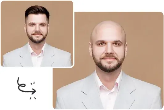 Change hairstyle to bald