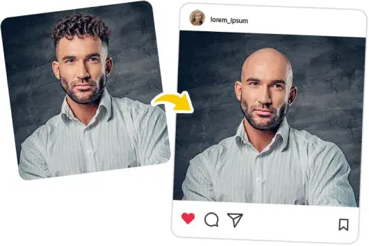 Share bald haircut on social media