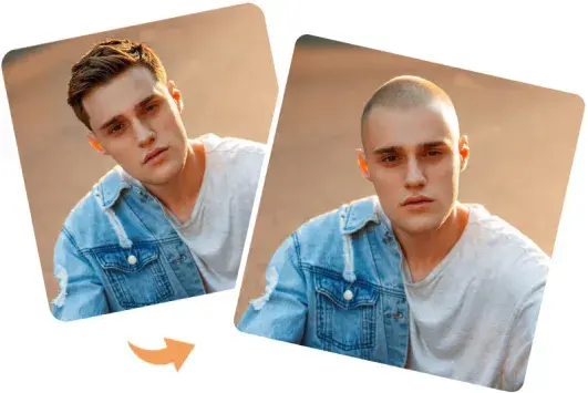Change hairstyle to a buzz cut