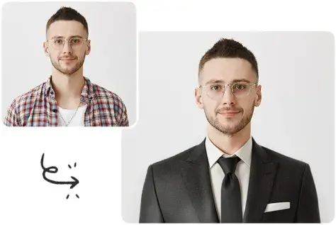 Change casual clothes into professional suits