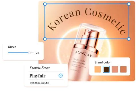 Adjust the degree, font, and color of curved text